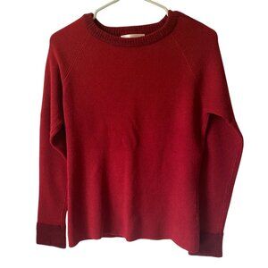 Vintage Red Angora Blend Womens Sweater Long Sleeve Crew Neck Size M Knit Top
